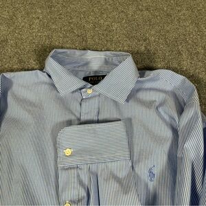 Polo Ralph Lauren Button Up Shirt Men’s Xl Blue Striped Preppy Business Slim Fit
